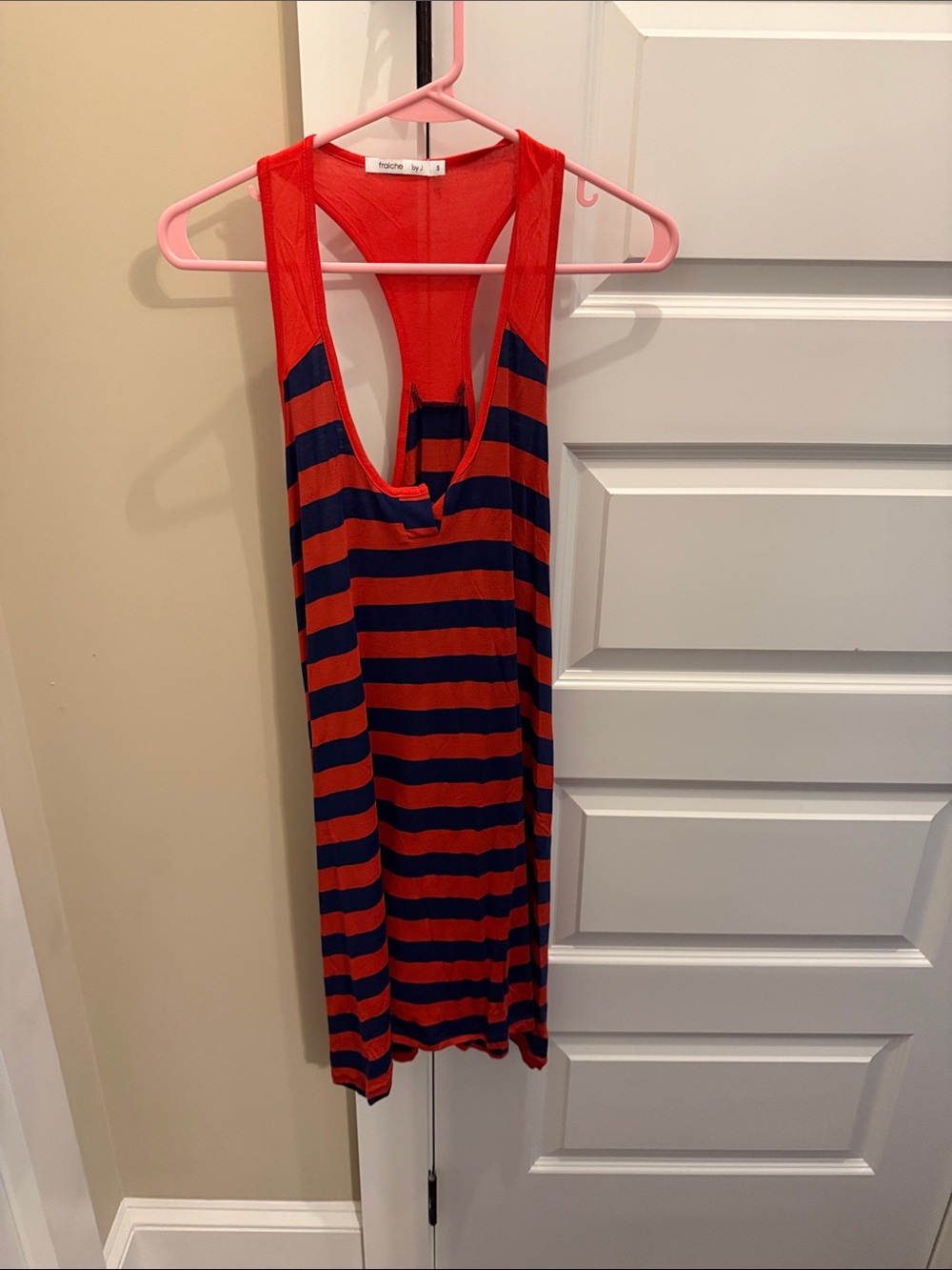 Striped Midi Tank Dress in Red and Navy